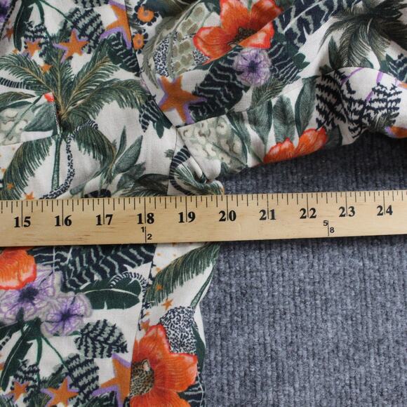 Las Surenas Blazer Women Large Tropical Floral Print Linen Blend Jacket Colorful - Picture 9 of 10